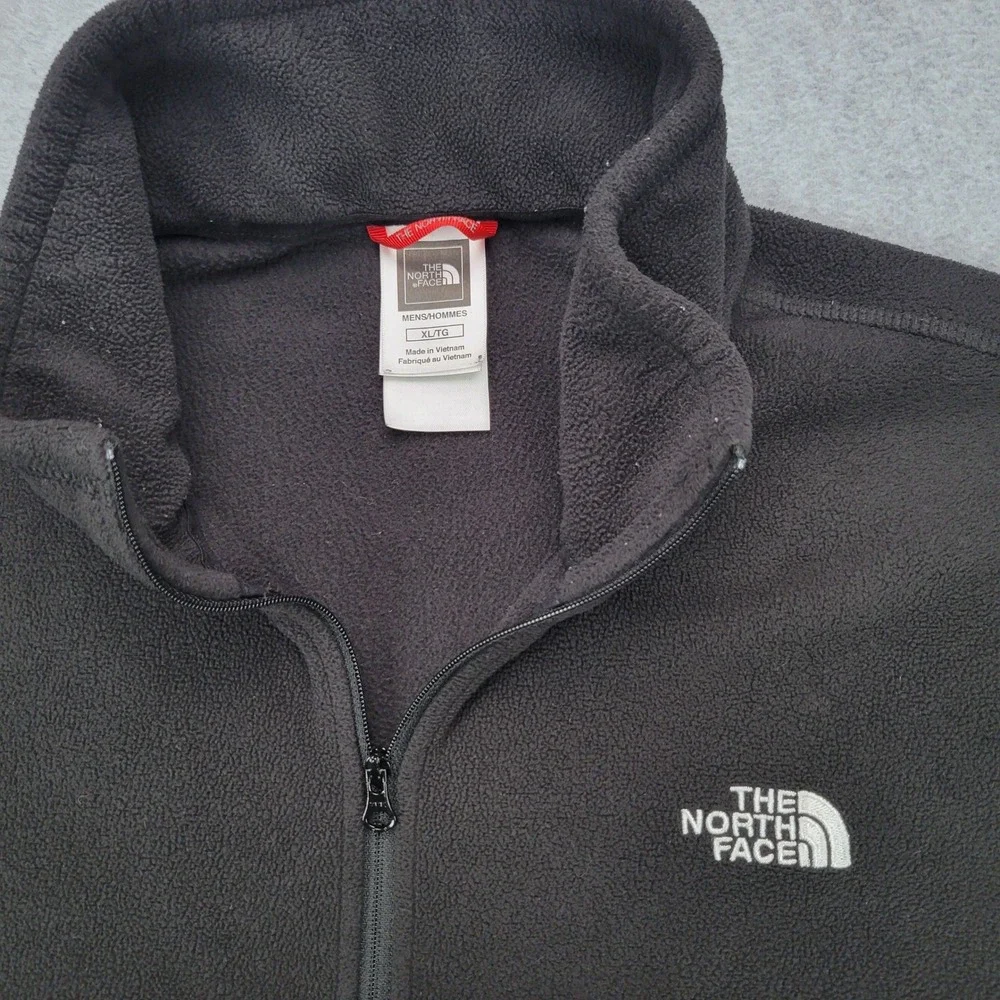 The North Face TKA 100 Fleece Pullover Mens XL Black 1/4 Zip Mock Neck Logo Base